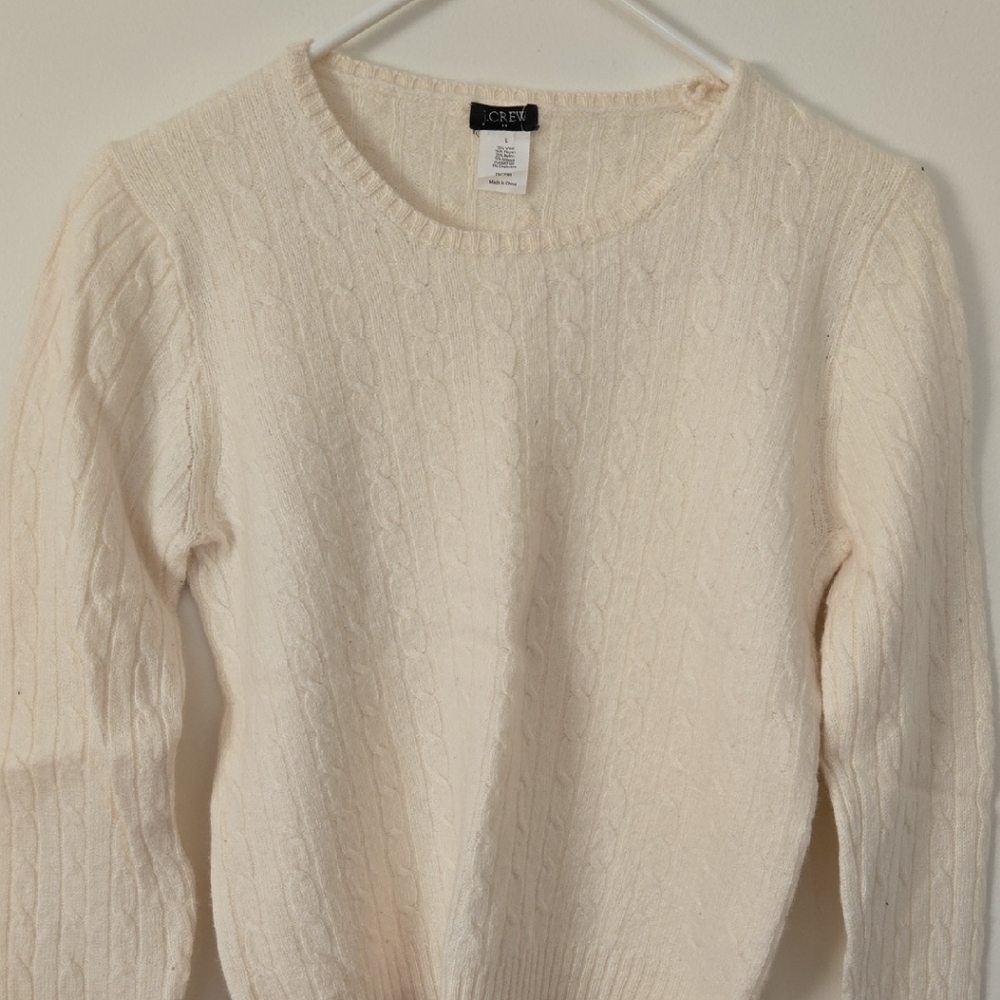 J. Crew Women's Ivory Cable Knit Sweater